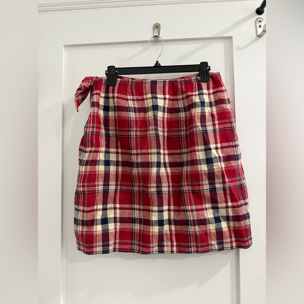 Lauren Ralph Lauren multicolor plaid linen wrap skirt (hemmed) (fair) (read) - Picture 2 of 15